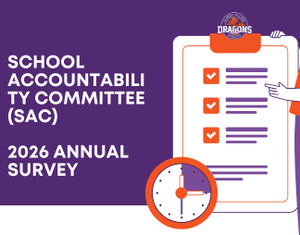 Global Village Academy Dragons School Accountability Committee 2026 annual survey graphic