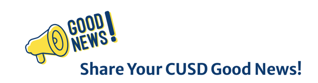 Graphic of yellow megaphone - Share Your CUSD Good News!