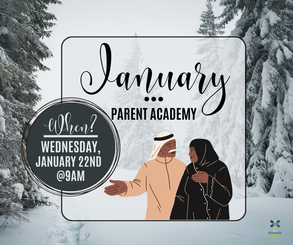 Join us for January Parent Academy next Wednesday, January 22nd, at 9:00 AM!
