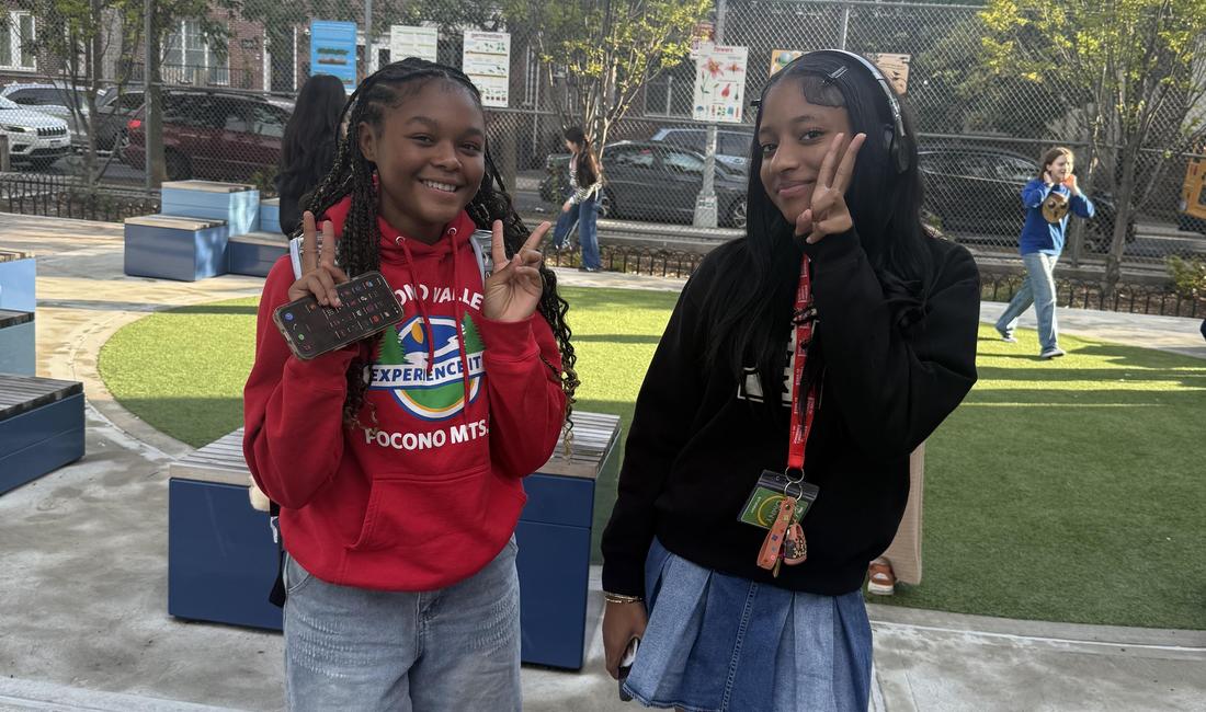 9th Grade Students in the schoolyard