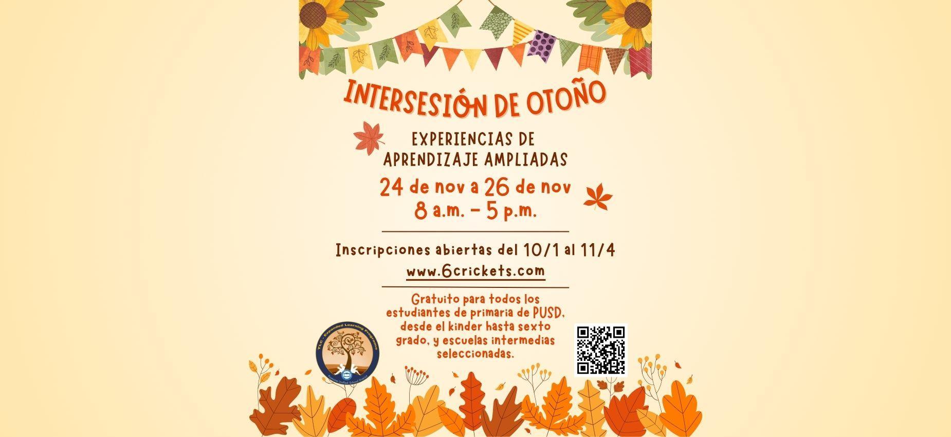 La inscripción para el período de entresesiones de otoño abre a las 7 de la tarde del 1 de octubre de 2025.