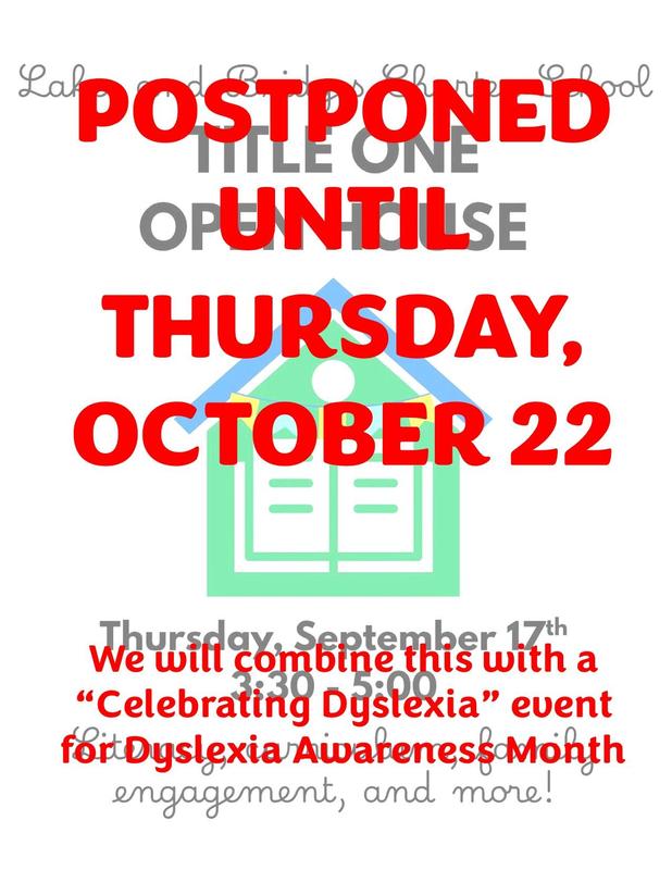 Title I Open House - POSTPONED to Thursday, October 22