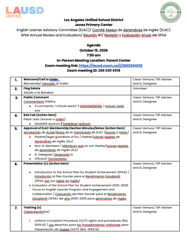 10-15-26 ELAC Agenda