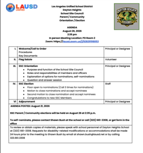 SSC Parent Orientation and Election