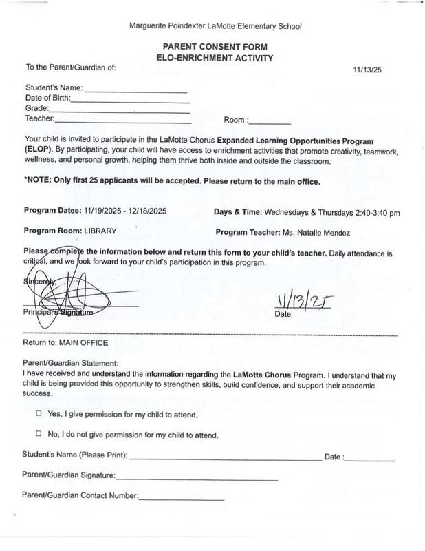 LaMotte Chorus Signup Form