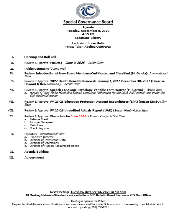 Agenda