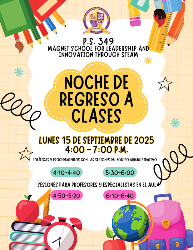 Spanish language flyer for back to school night