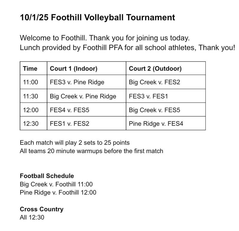 Game Day Schedule