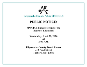 Special Called Board Meeting - Wednesday 4/22 Inbox