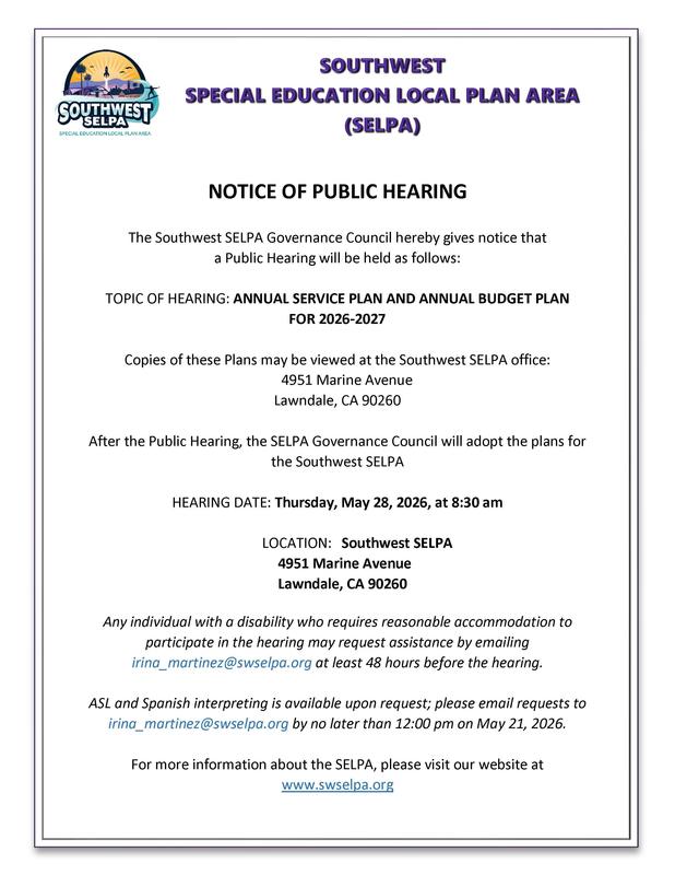 SELPA Public Hearing