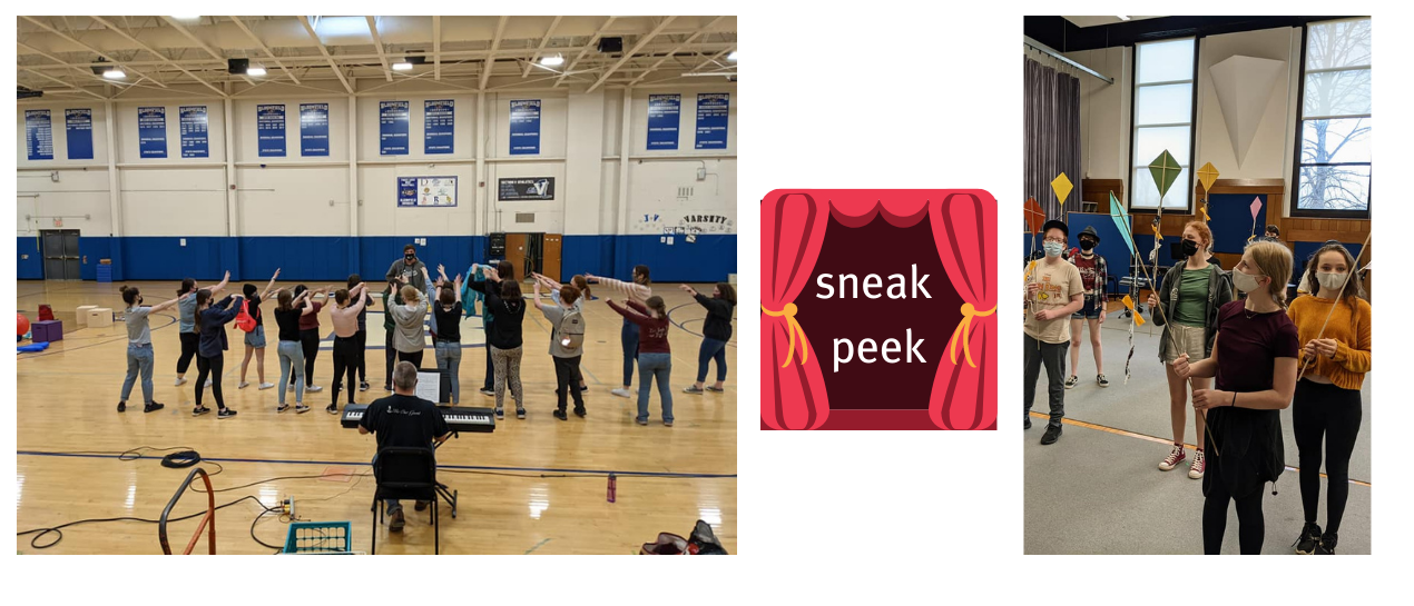 students rehearsing in the gym