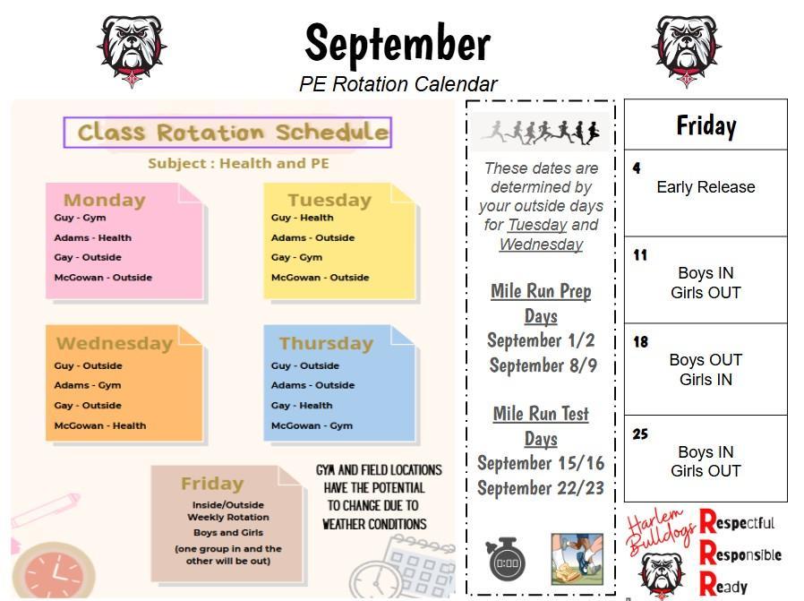 September Rotation Calendar