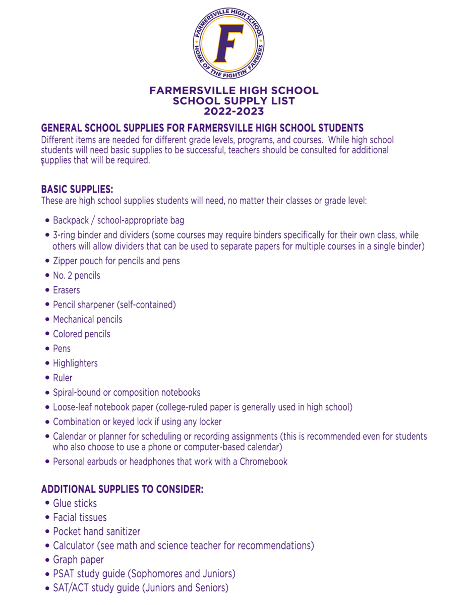 School Supply List