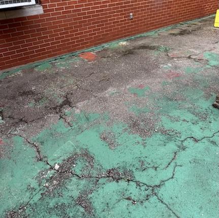 old courtyard cement is really aging and looks bad