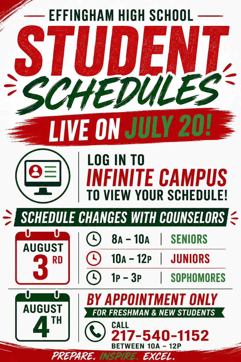 EHS schedules live on July 20