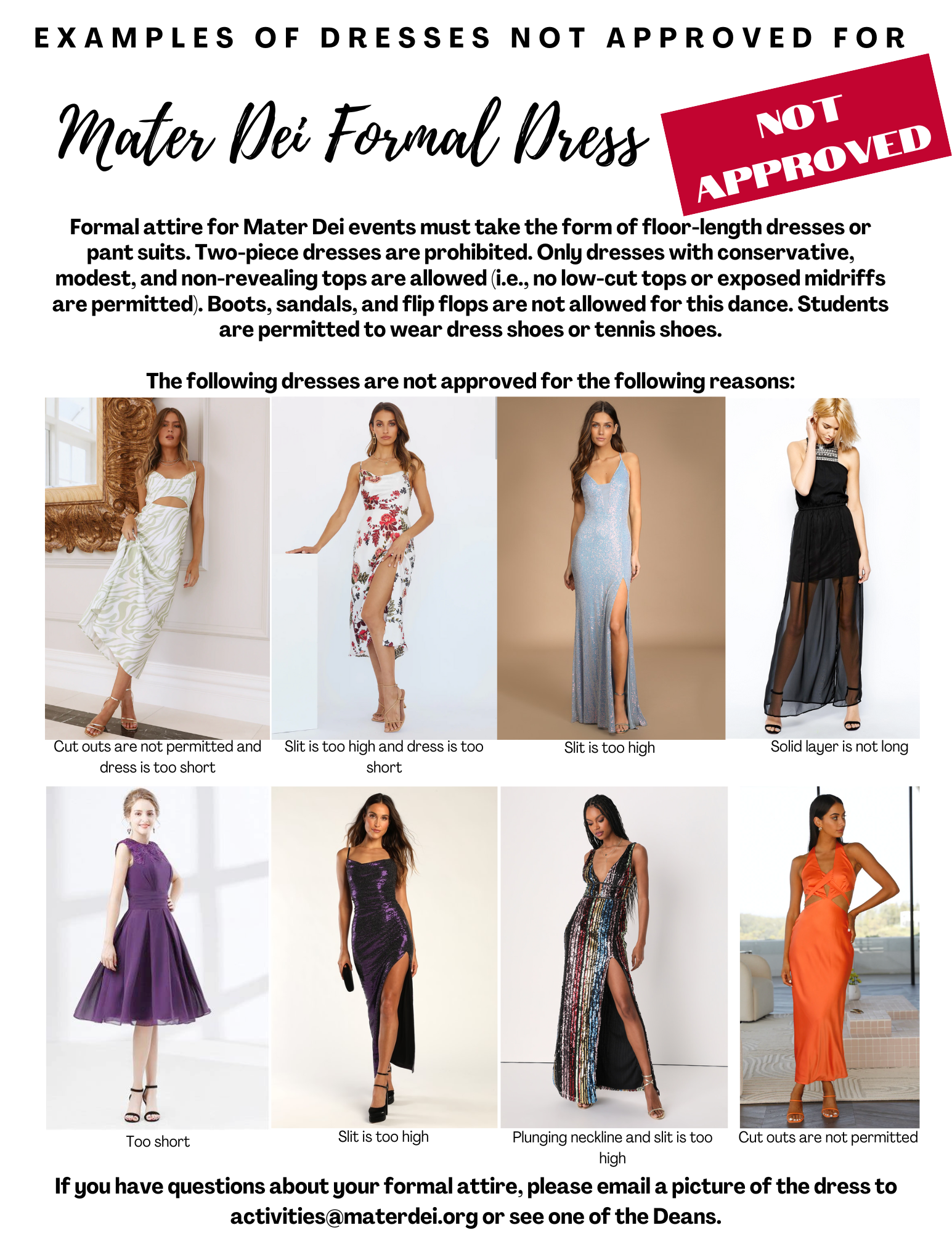 mater dei homecoming dress code Dance Info 2026 – Student Activities and Events – High School mater dei high school uniform