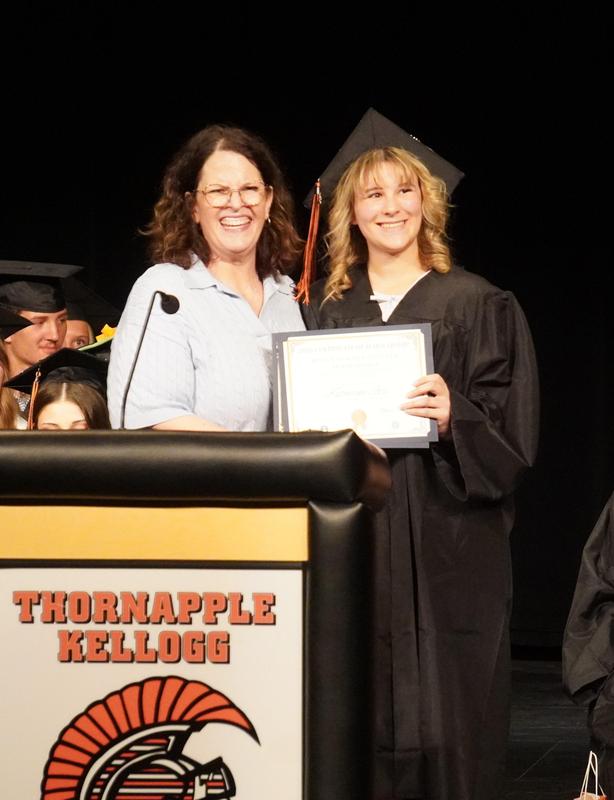Katherine Jore receives the Millicent  Knox and the Southside Pediatrics scholarships.