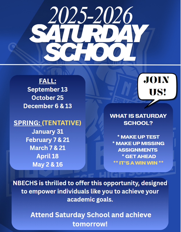 Saturday School Flyer with dates