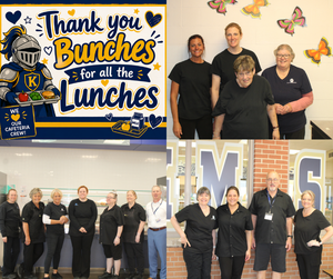 3 different photos grouped together of cafeteria workers