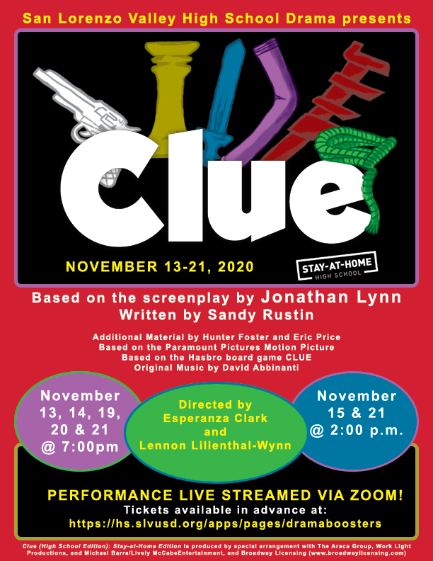 Clue production flyer November 13-15 & November 20-22