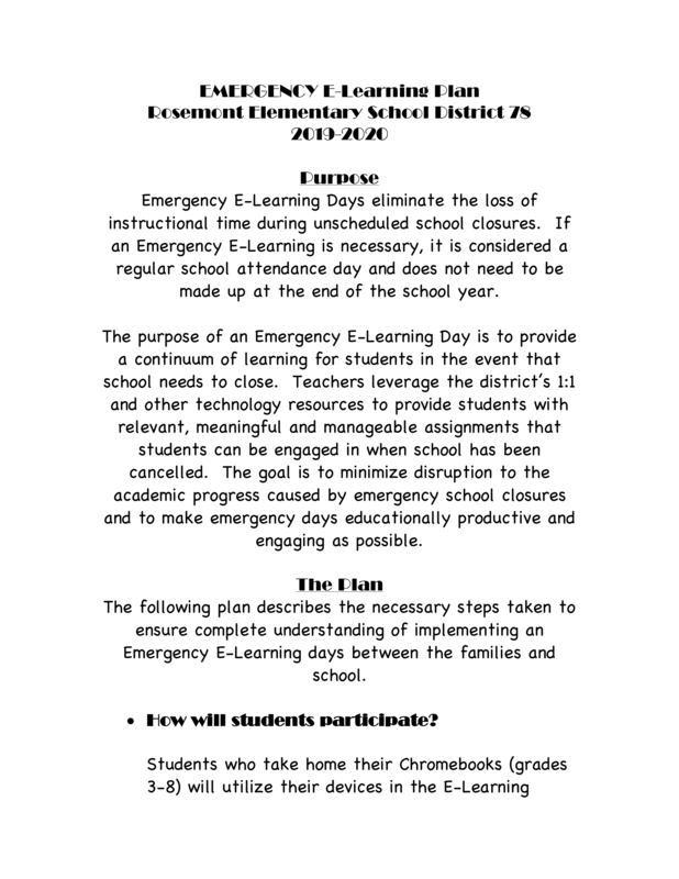 Emergency E-Learning Plan
