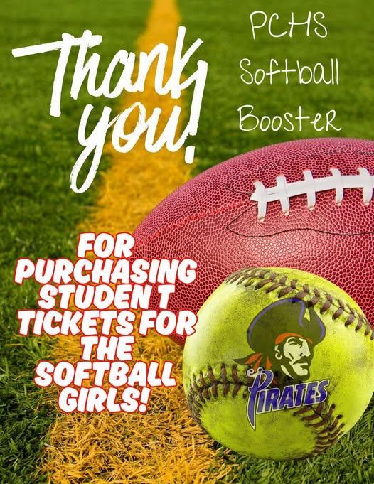 We love to see our other sports teams supporting our football, band, cheerleaders and dance teams! Thank you to the PCHS Softball booster for buying tickets for your girls to attend the Homecoming game!