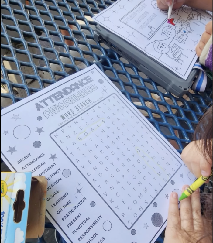 picture of attendance worksheet and student fills it out
