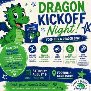 Dragon Kick-Off - August 9 at Foothills Gymnastics
