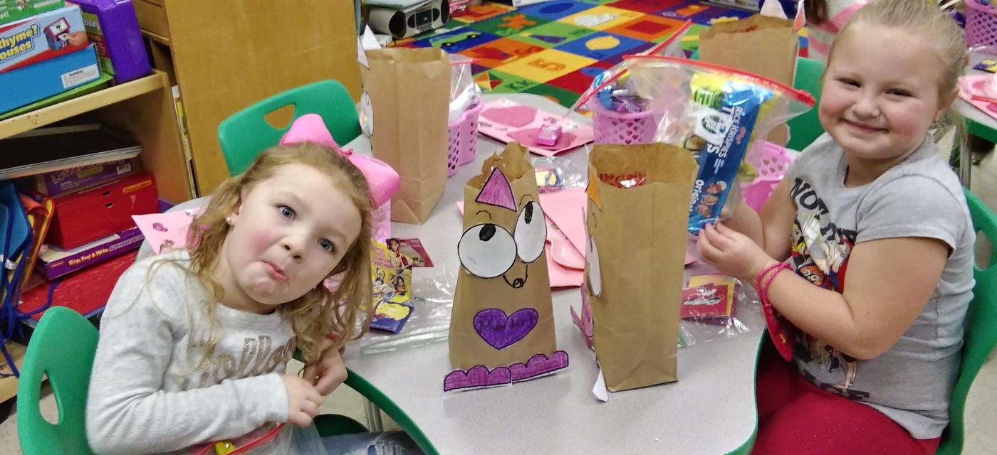 two girls at Valentine's Day party