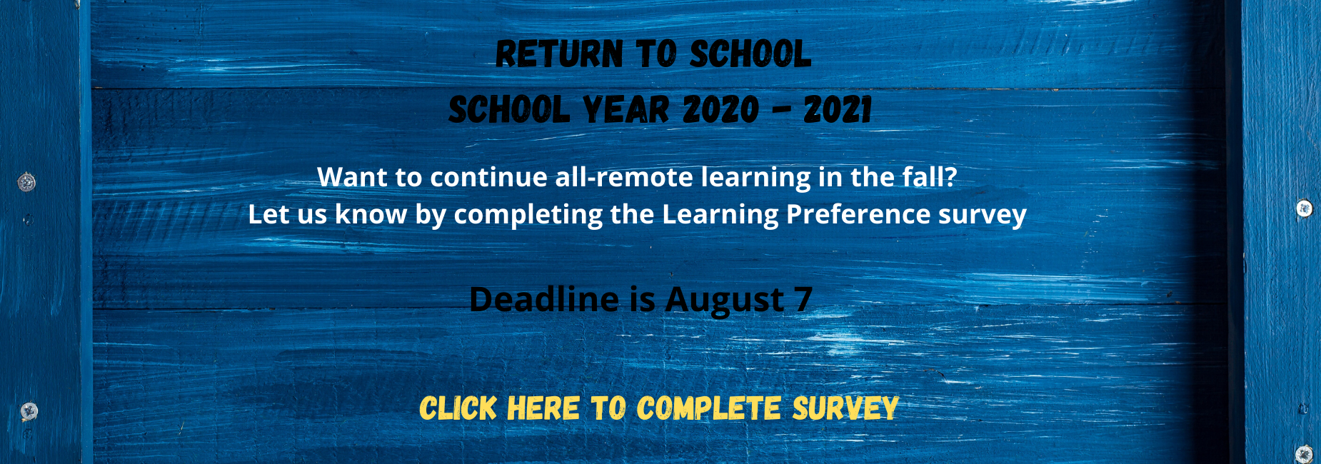 Return to School Survey Message and Link - English