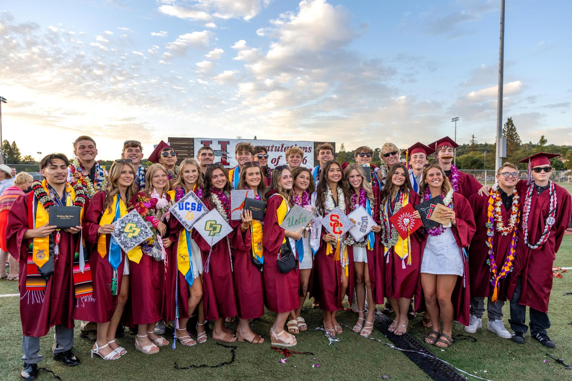 Graduating students showing which colleges they're attending