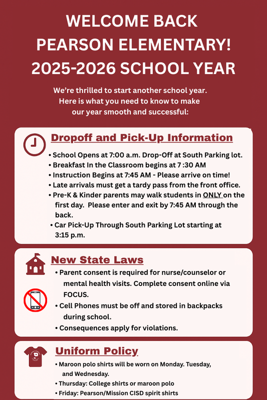 Welcome Back to Pearson Elementary!