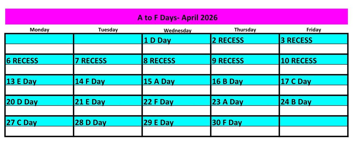 April 2026 - Cycle Day Calendar