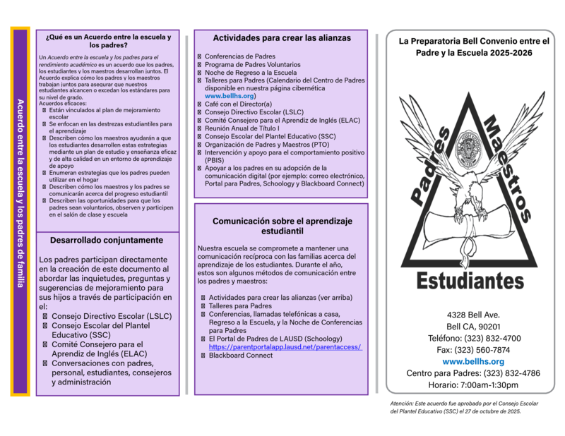 Convenio Entre Padres y Escuela (2025-26)