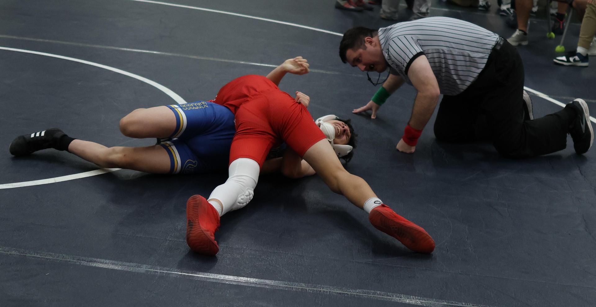 Boys wrestling in the Liberty Duals event 65