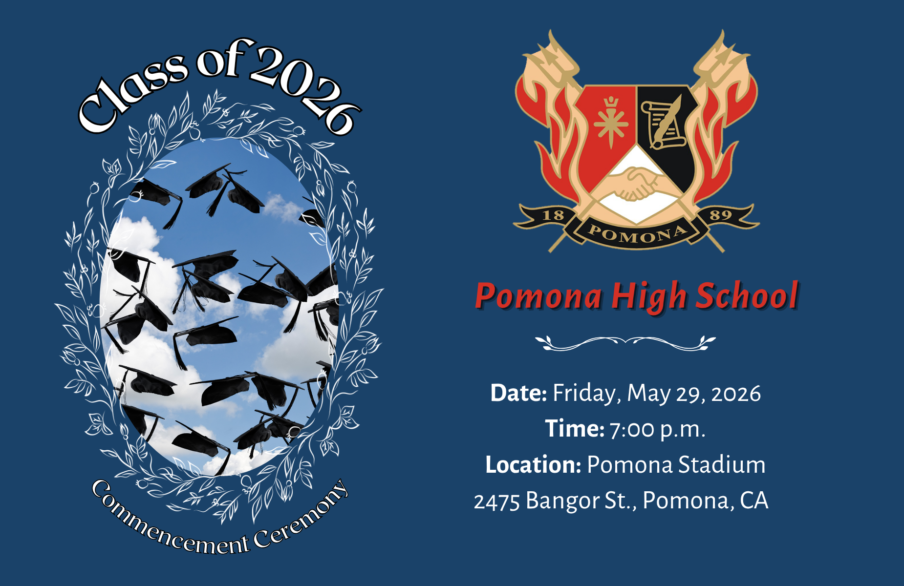 Pomona graduation shuffle banner for homepage
