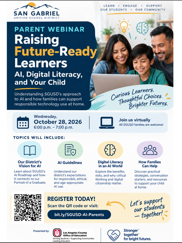 Webinar poster about raising future-ready learners with details and topics listed.