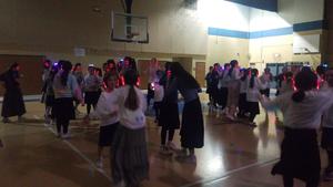 The girls dance in a silent dance party