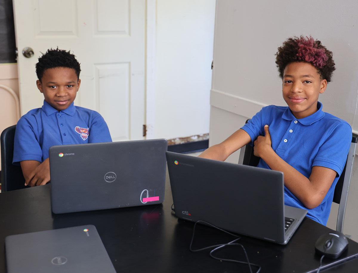 HSA Cincinnati students using computers in the classroom