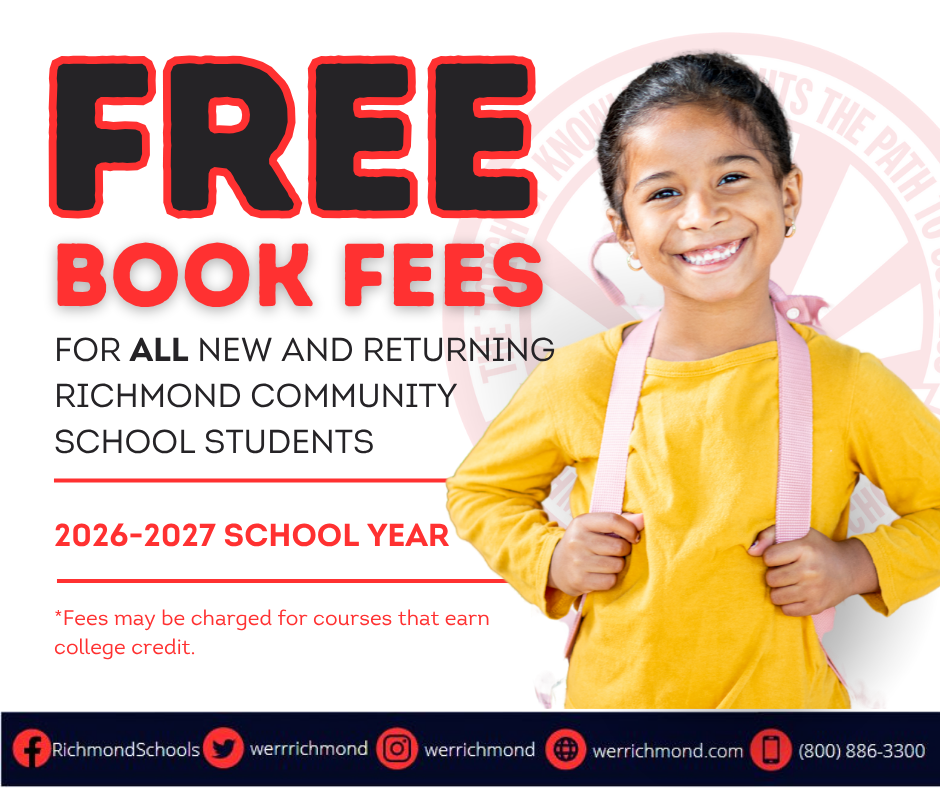 Richmond Community Schools Free Book Fees Flyer