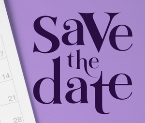 Save the date with calendar and purple background