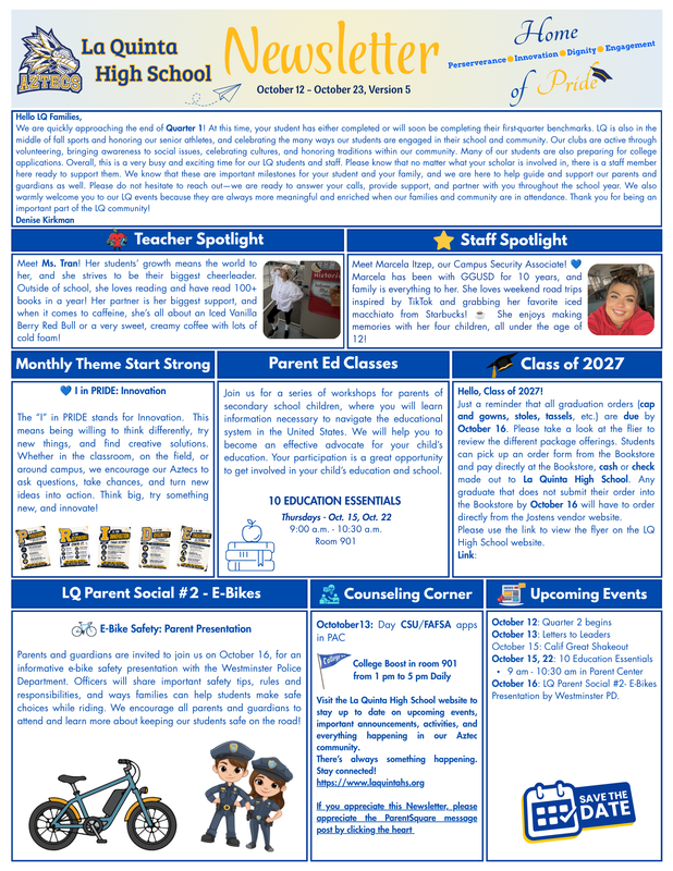 Newsletter Version 5  October 12 - October 23 Featured Photo