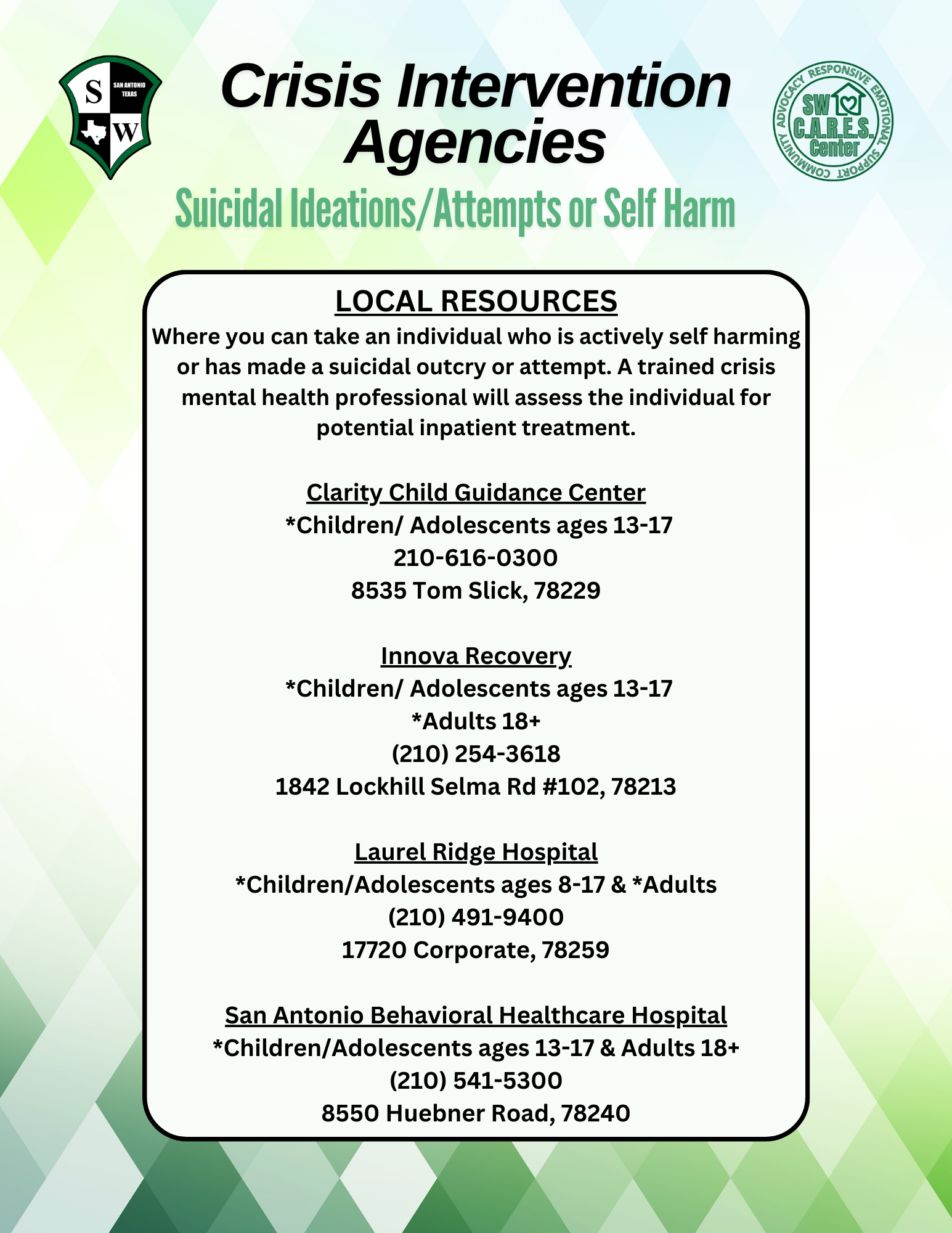 Local Crisis Intervention Agencies