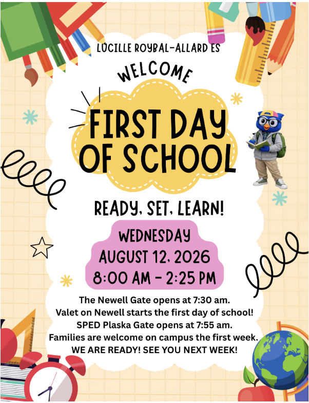 First Day of School - August 12