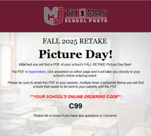 Picture retakes are Tuesday, November 4th.