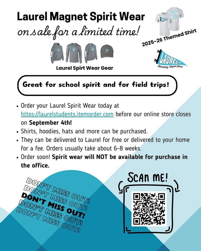 Laurel Spirit Wear on sale online now through 9/4