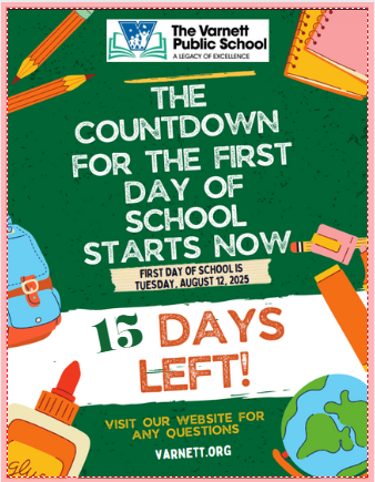 Countdown to the First Day of School, August 12, 2025!