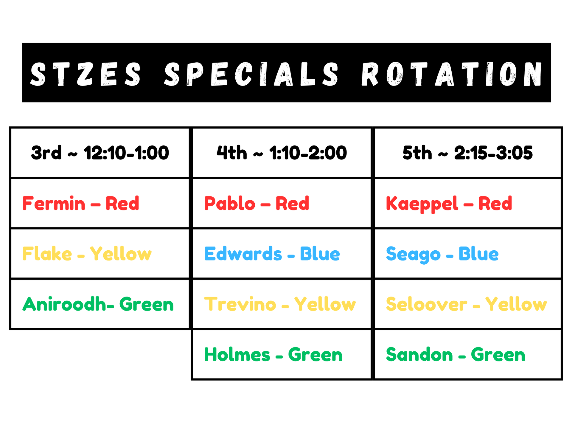 Class Colors 3-5