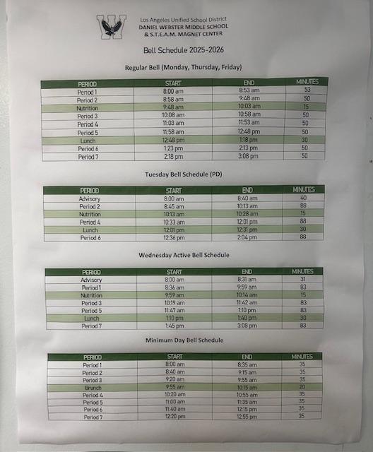 Bell Schedule