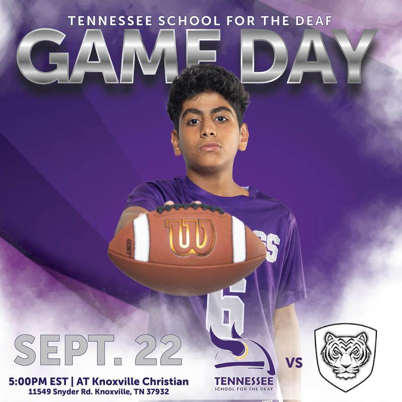 Flyer for Flag Football against Tate's School on Monday, September 22, 2025 at Knoxville Christian
